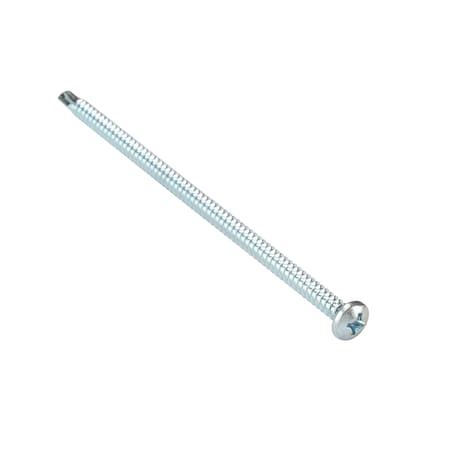 Zoro Select Self-Drilling Screw, #12-14 x 5 in, Zinc Plated Steel Pan Head Phillips Drive, 500 PK 1280KPP